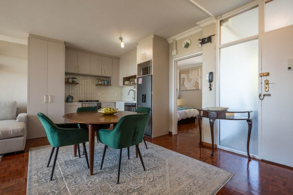 Dining table and kitchen