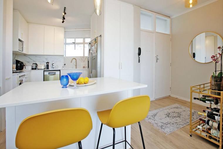 Kitchen island with breakfast stools