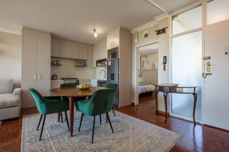 Dining table and kitchen
